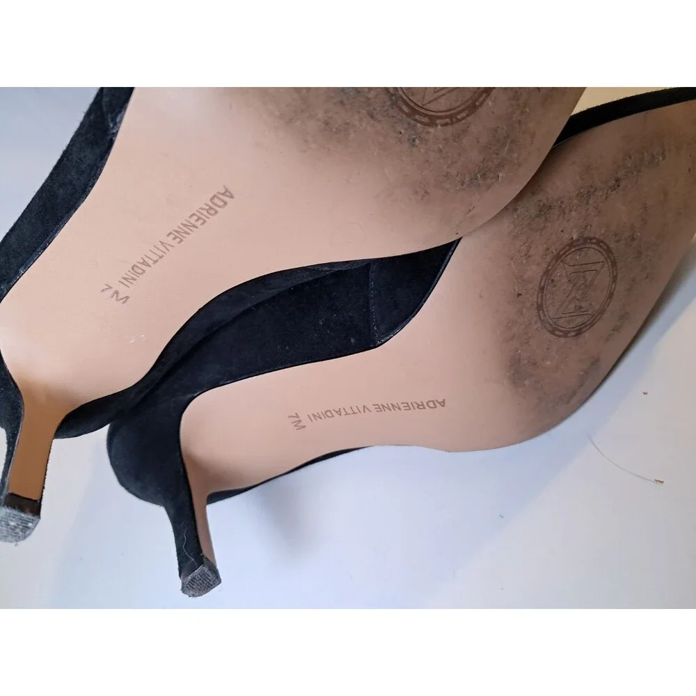 Adrienne Vittadini Size 7M Fealy Black Suede Lace Up Bootie Pump 3